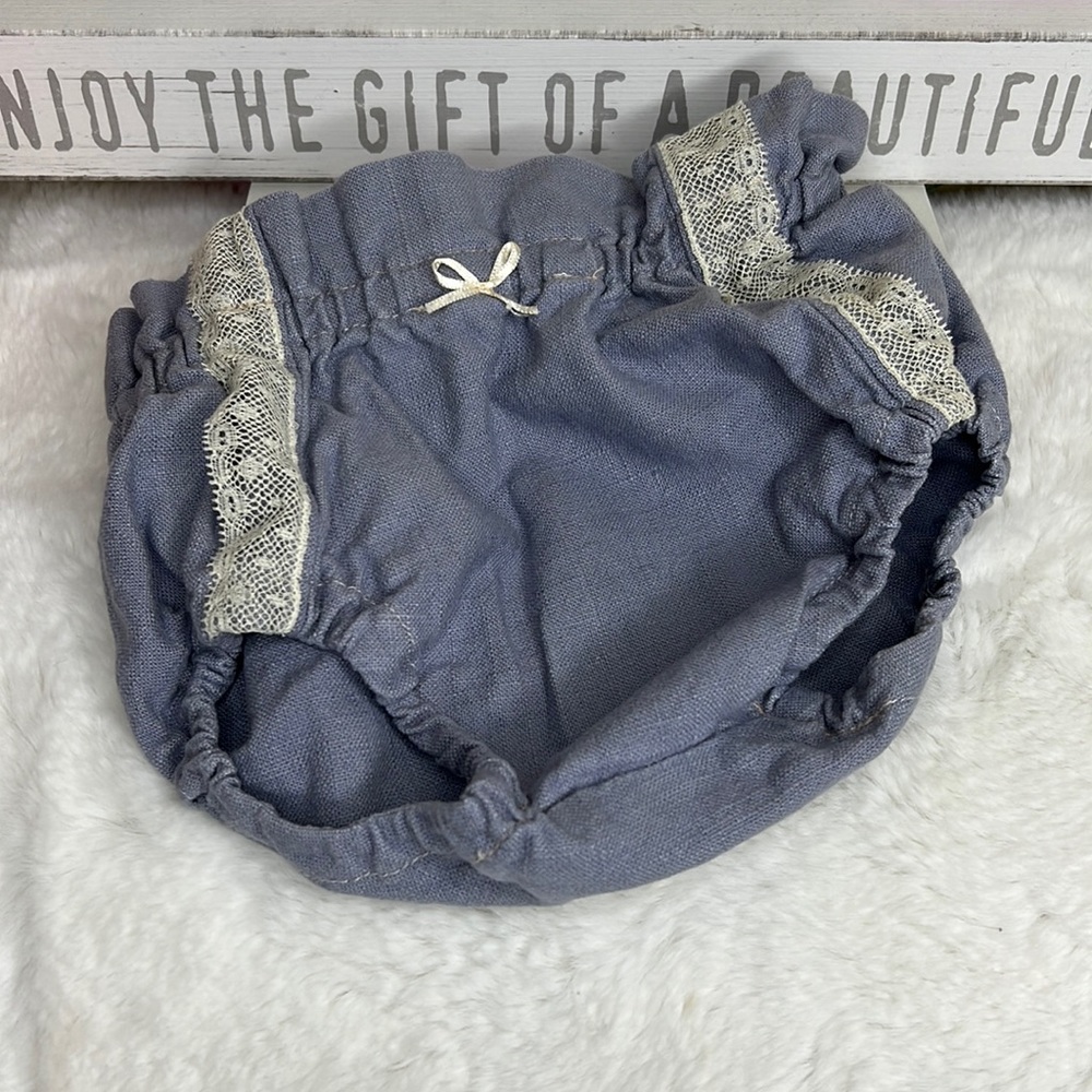 Baby Girls Linen Blommers Light Lavender.  V-1